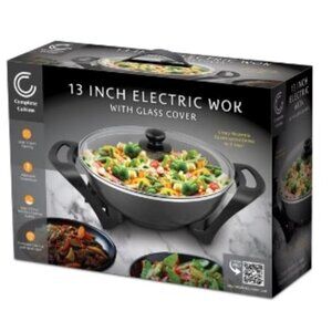 Complete Cuisine 13” Electric Wok w/ Glass Lid - Brand New in Box